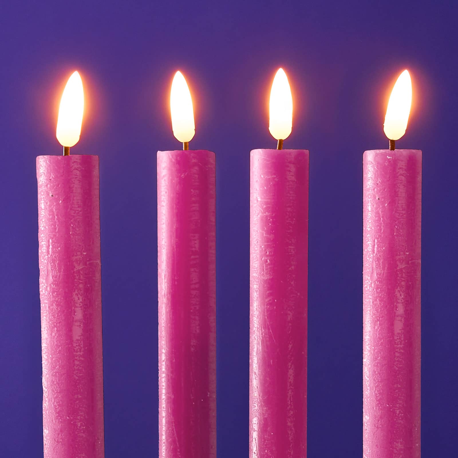 Set of 4 LED stick candles, pink