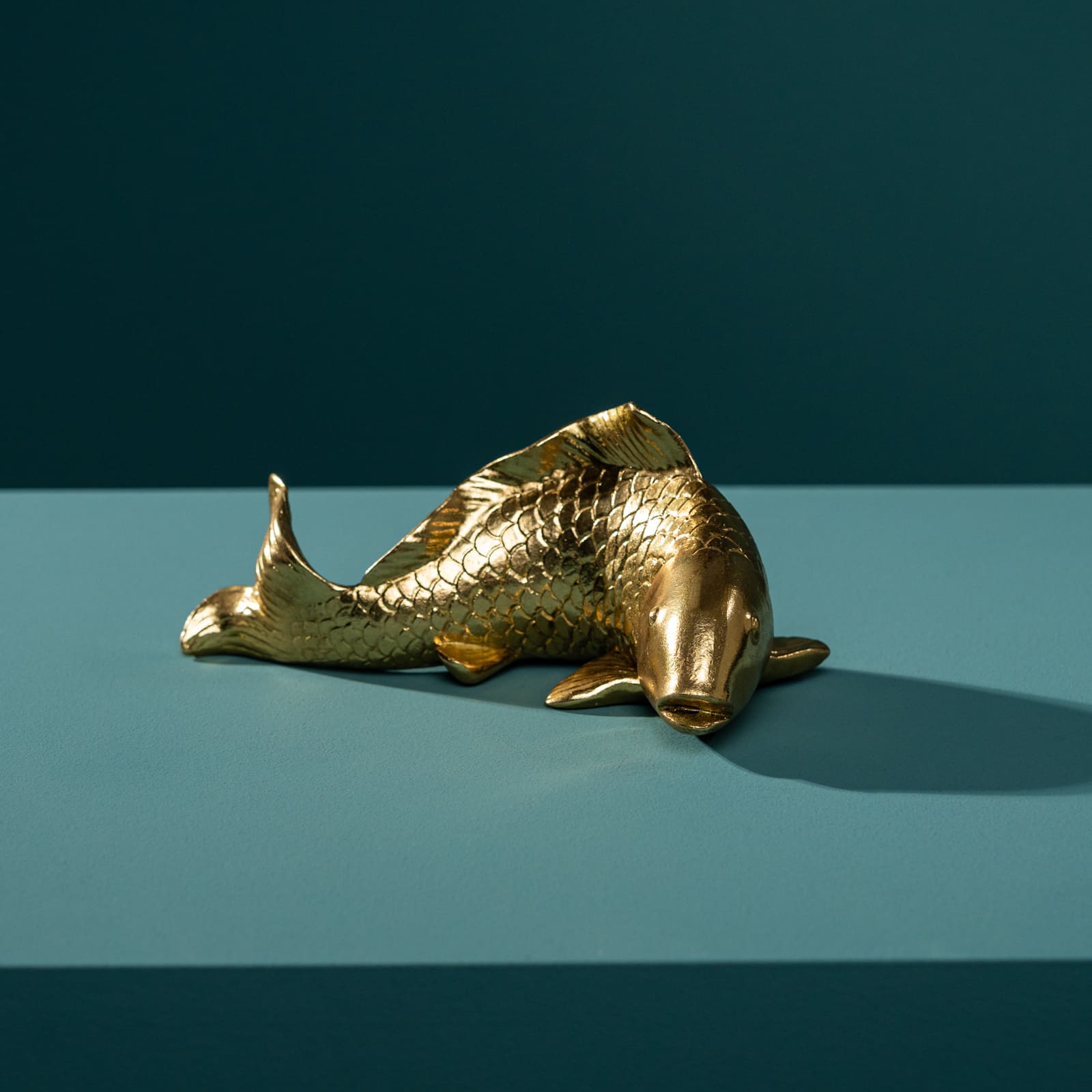 Deko Fisch, gold, Polyresin, 21x10,5x9,5cm