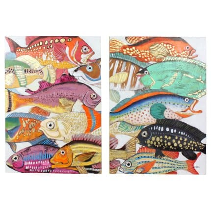 Set of 2 paintings Colorful Fishes