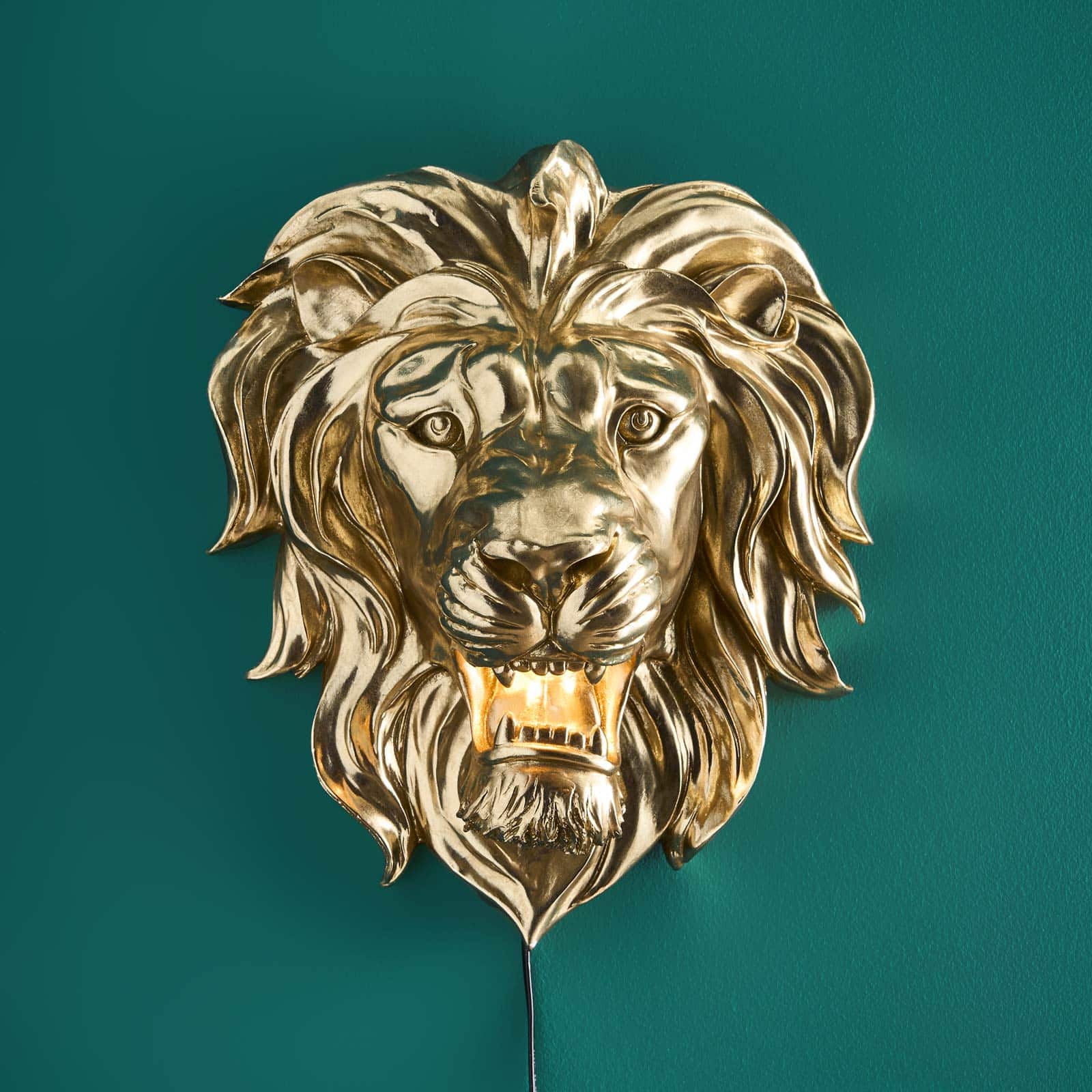 Wandlamp leeuw King Lion, goud 