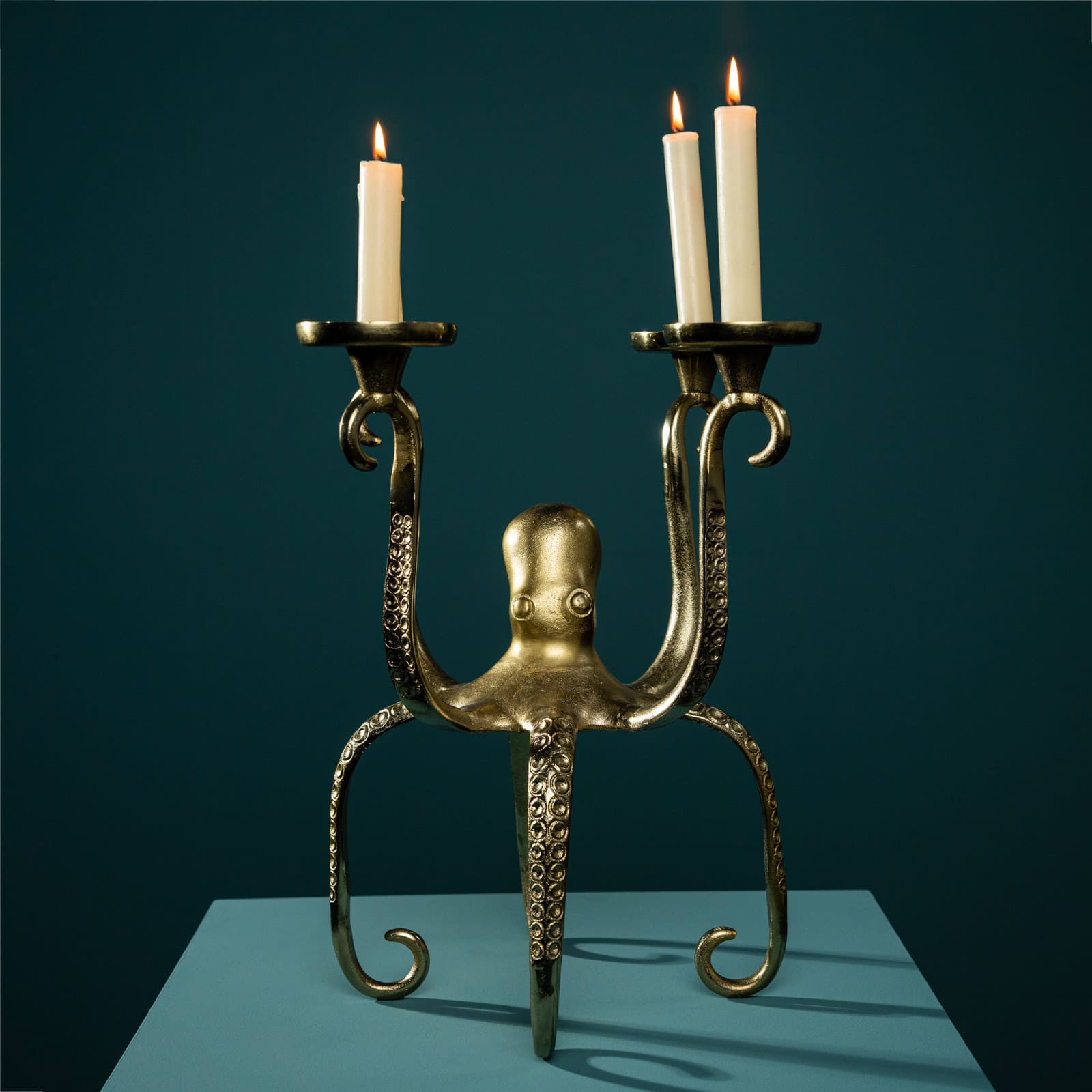 Candleholder octopus Ottilie, gold