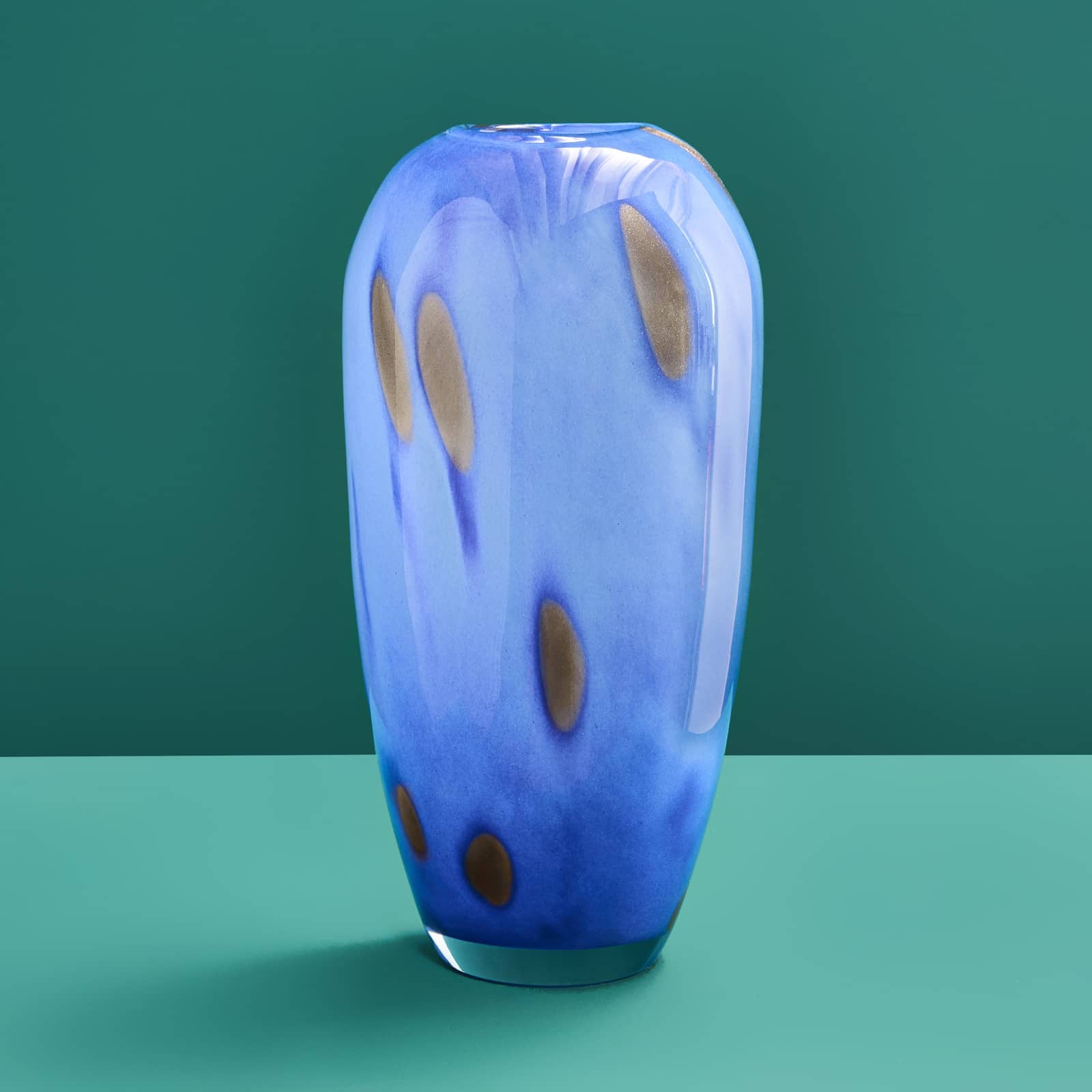 Vase Valentina L, bleu-or