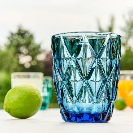4er Set Wasserglas, blau, Glas, 8x10 cm