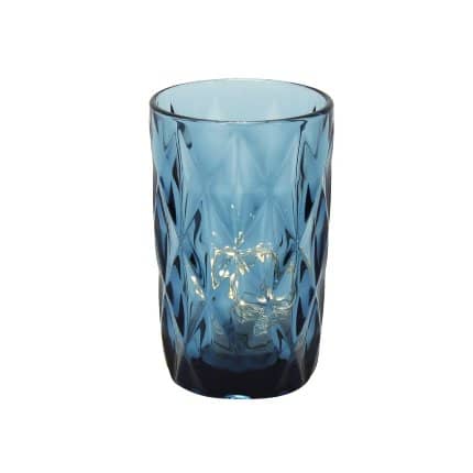 Set of 4 long drink glass, blue, glass, 8x13 cm