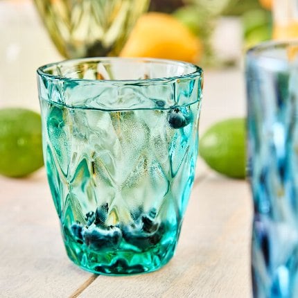 4er Set Wasserglas, türkis, Glas, 8x10 cm