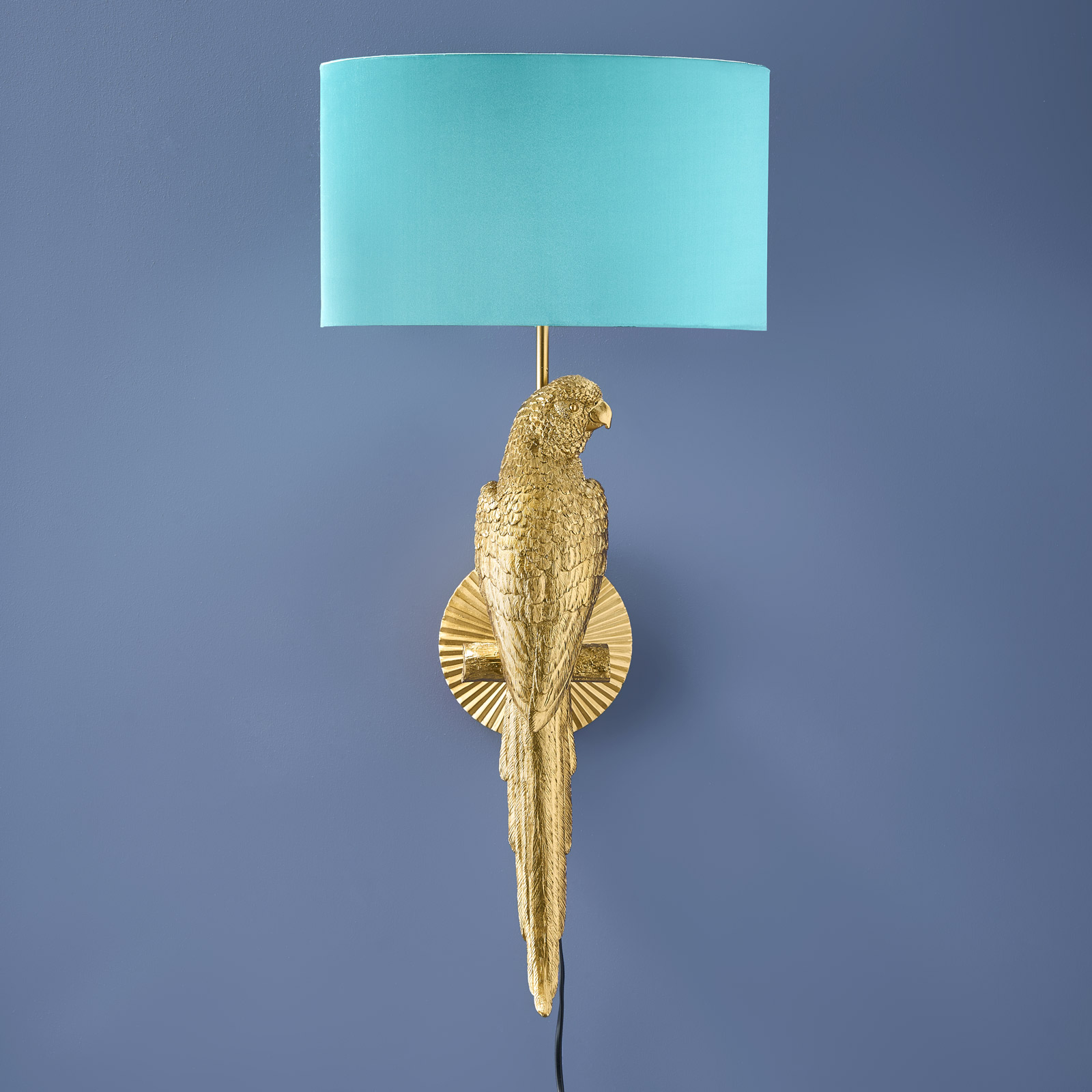 Wall Lamp Parrot Percy right, gold-turquoise