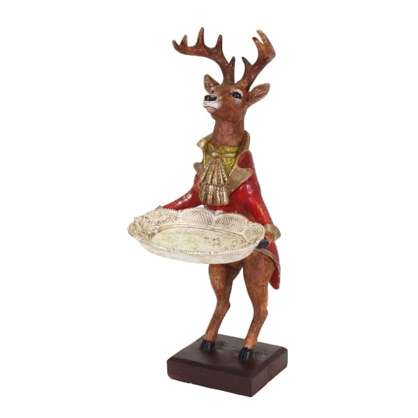 Figura decorativa / portacarte cervo, rosso-oro