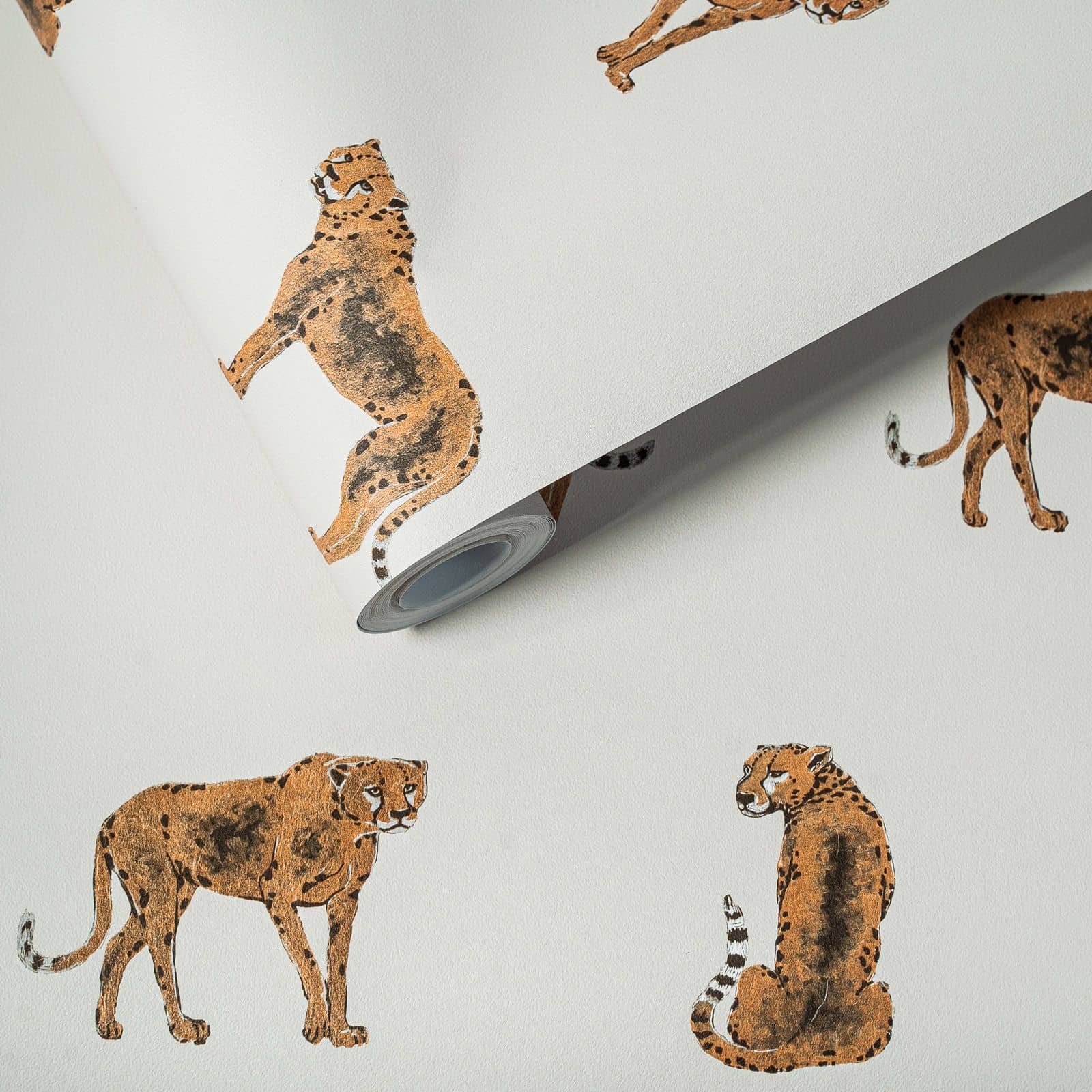 wallpaper leopard Leopold, beige, non-woven wallpaper, made & designed in Germany 150 g/sqm, 0.53x10.05 m