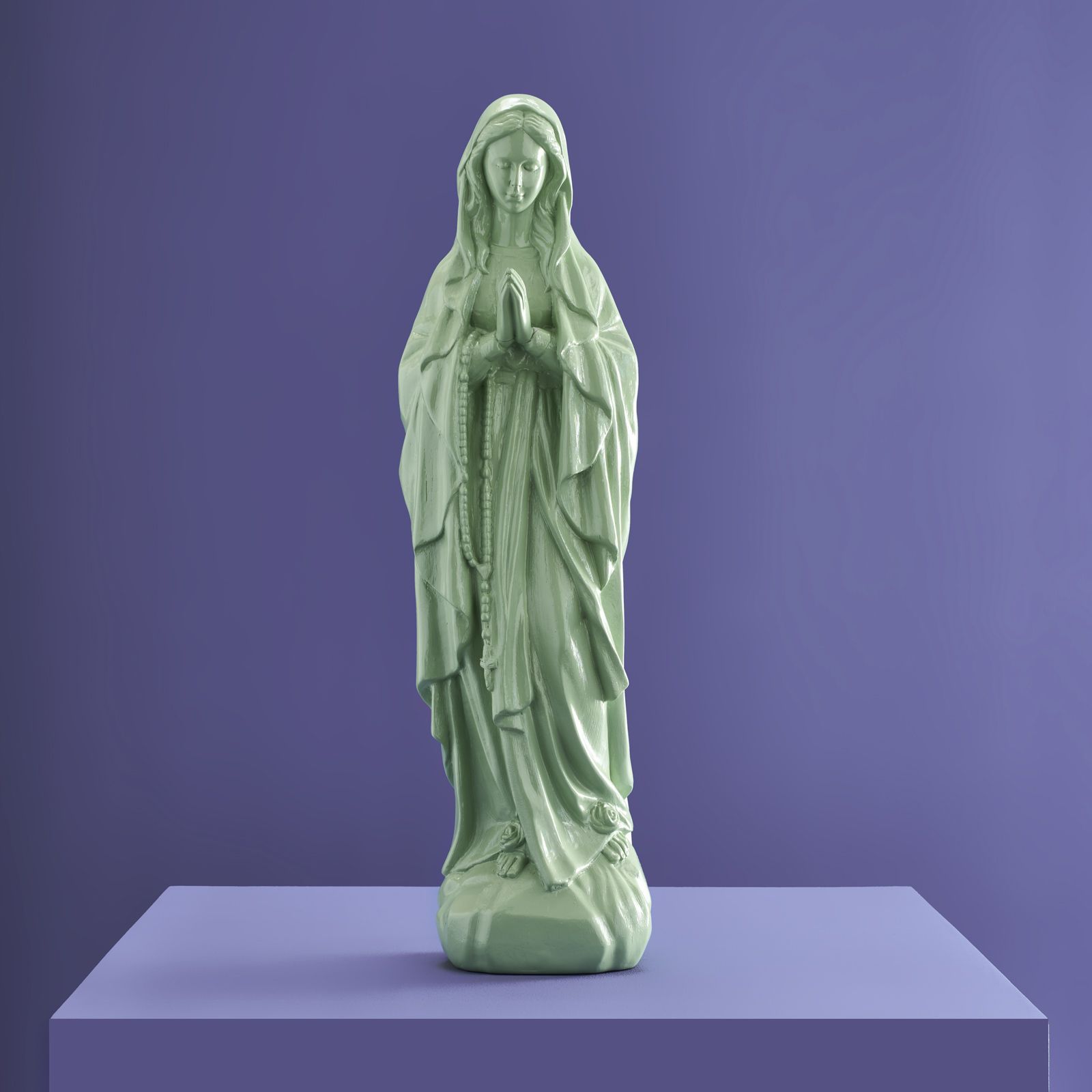 Figura dekoracyjna Matka Boska L, zielona