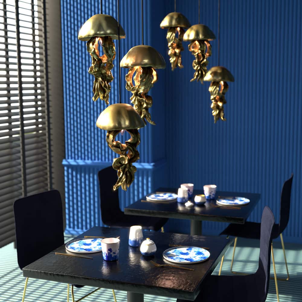 Ceiling light jellyfish Ava, gold