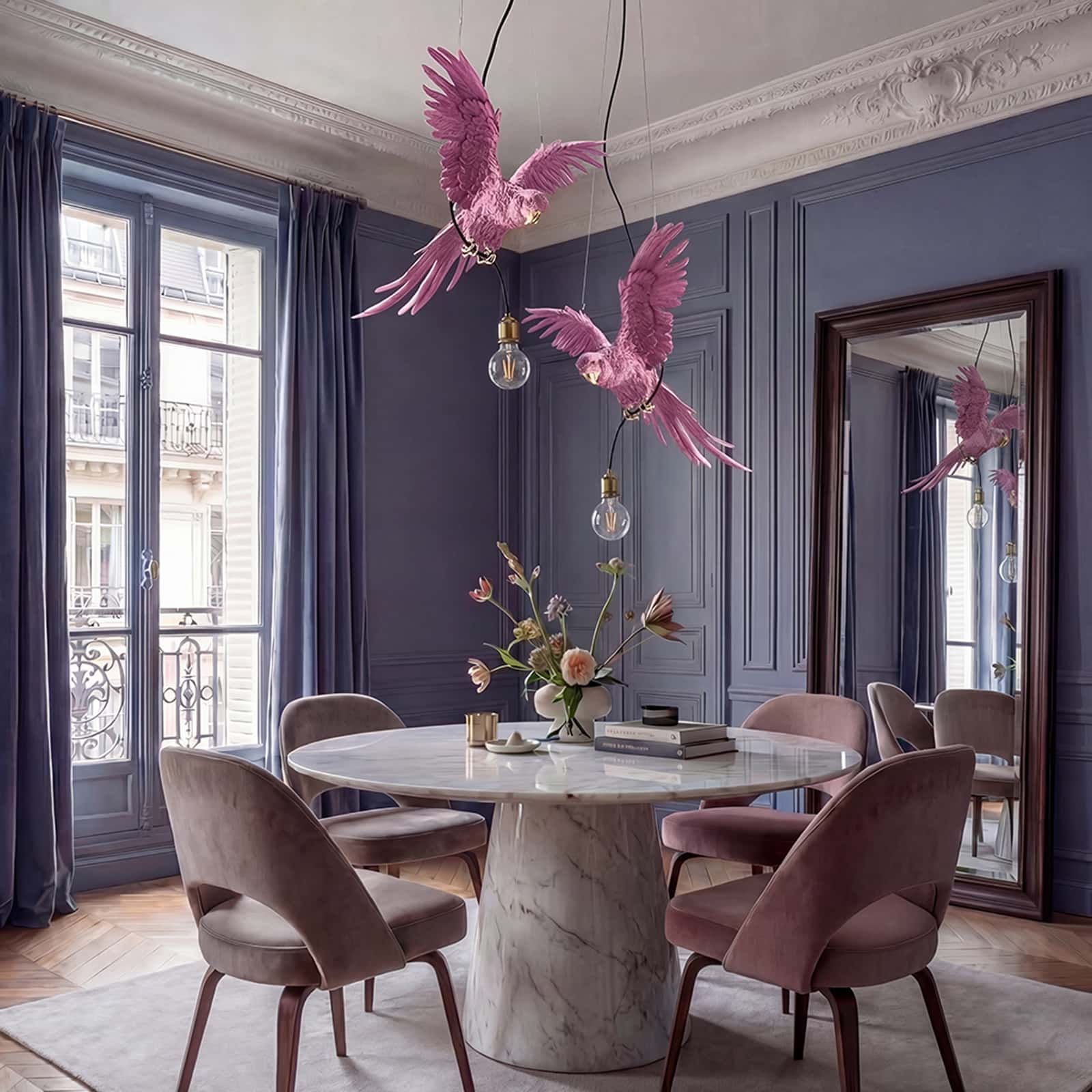 Lampa sufitowa Papuga Percy, różowy