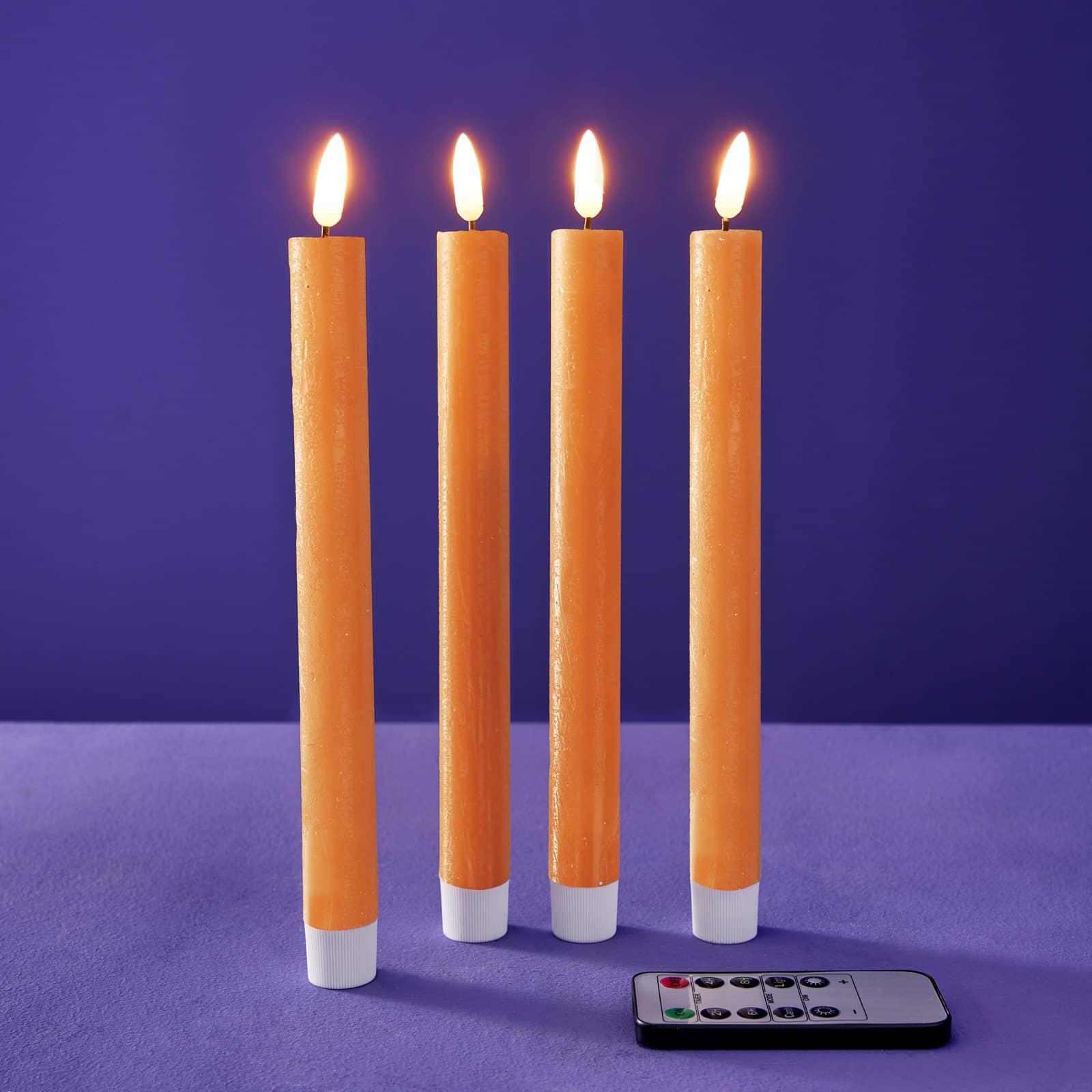 Set of 4 LED stick candles, orange