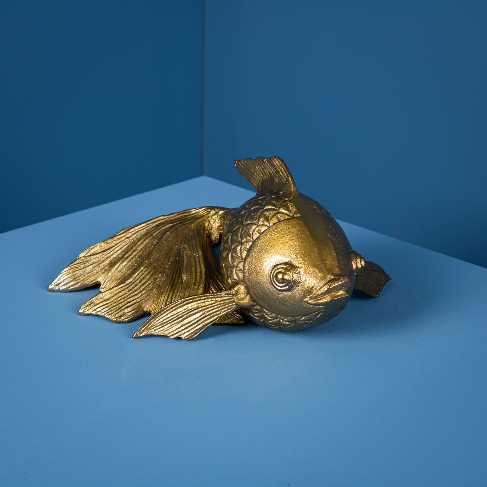 Wandfigur Goldfisch, gold, Aluminium, 27x17x12 cm