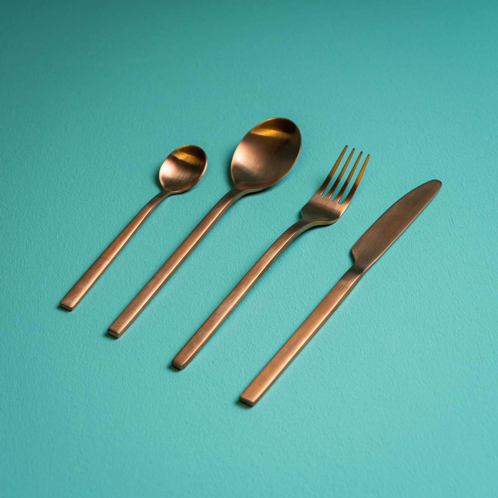 Set van 4 bestek Copper Cutlery, koper, RVS 18/10