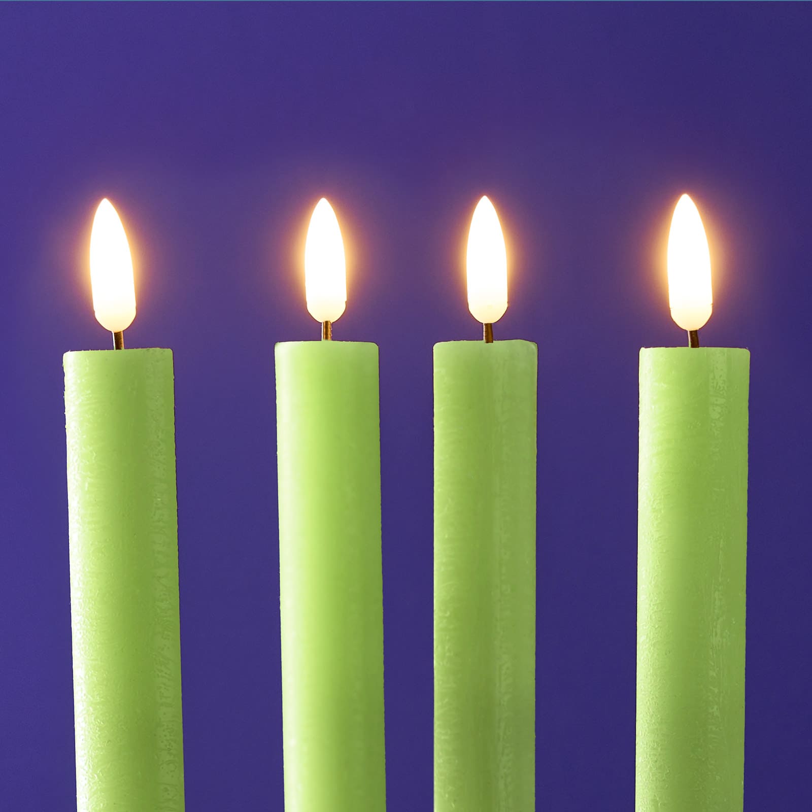 Set of 4 LED stick candles, green