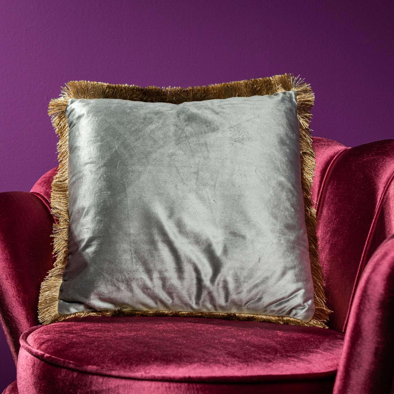 Samtkissen Velvet Cushion, silber, Polyester, 45x45cm