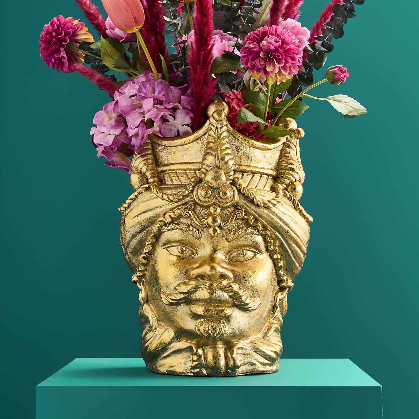 Sicilian flower pot Agostino, gold