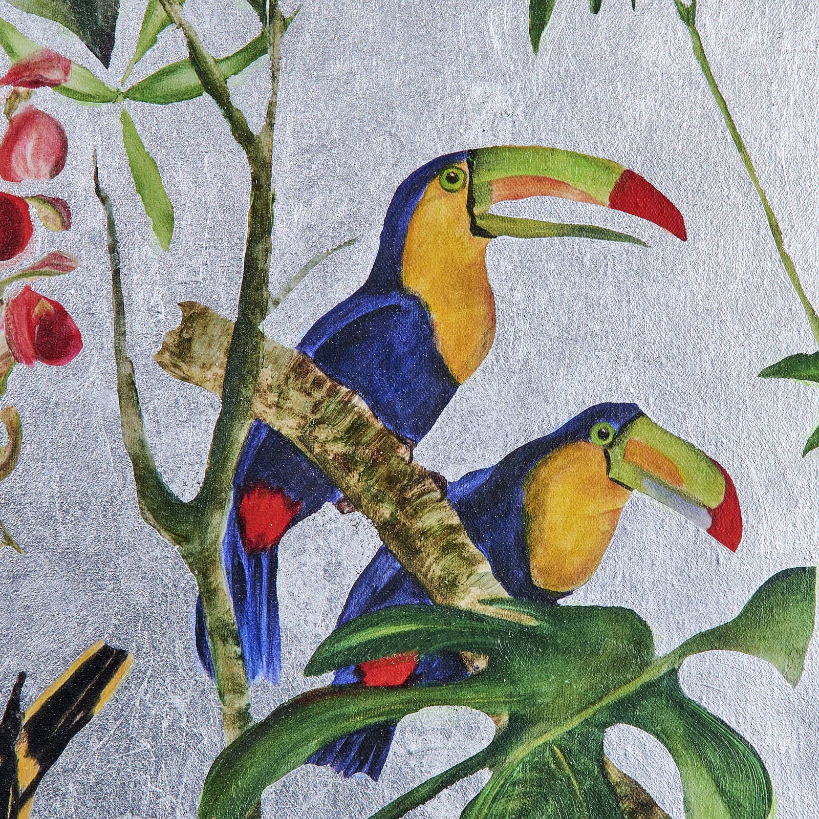 2er-Set Bild Silver Tropics, Jungle, handgemalt, Acryl auf Canvas, 70 x 100  cm