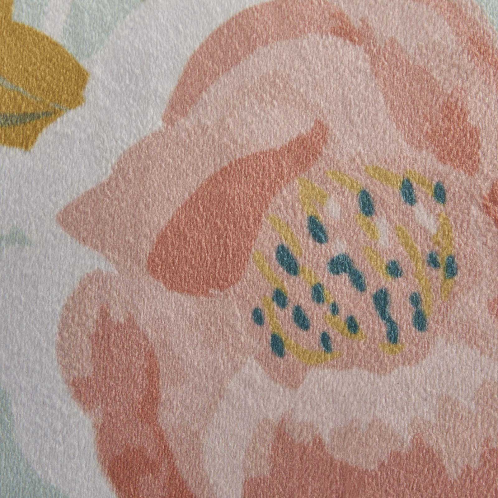 Cushion w. fringes Paeonia, pink-blue