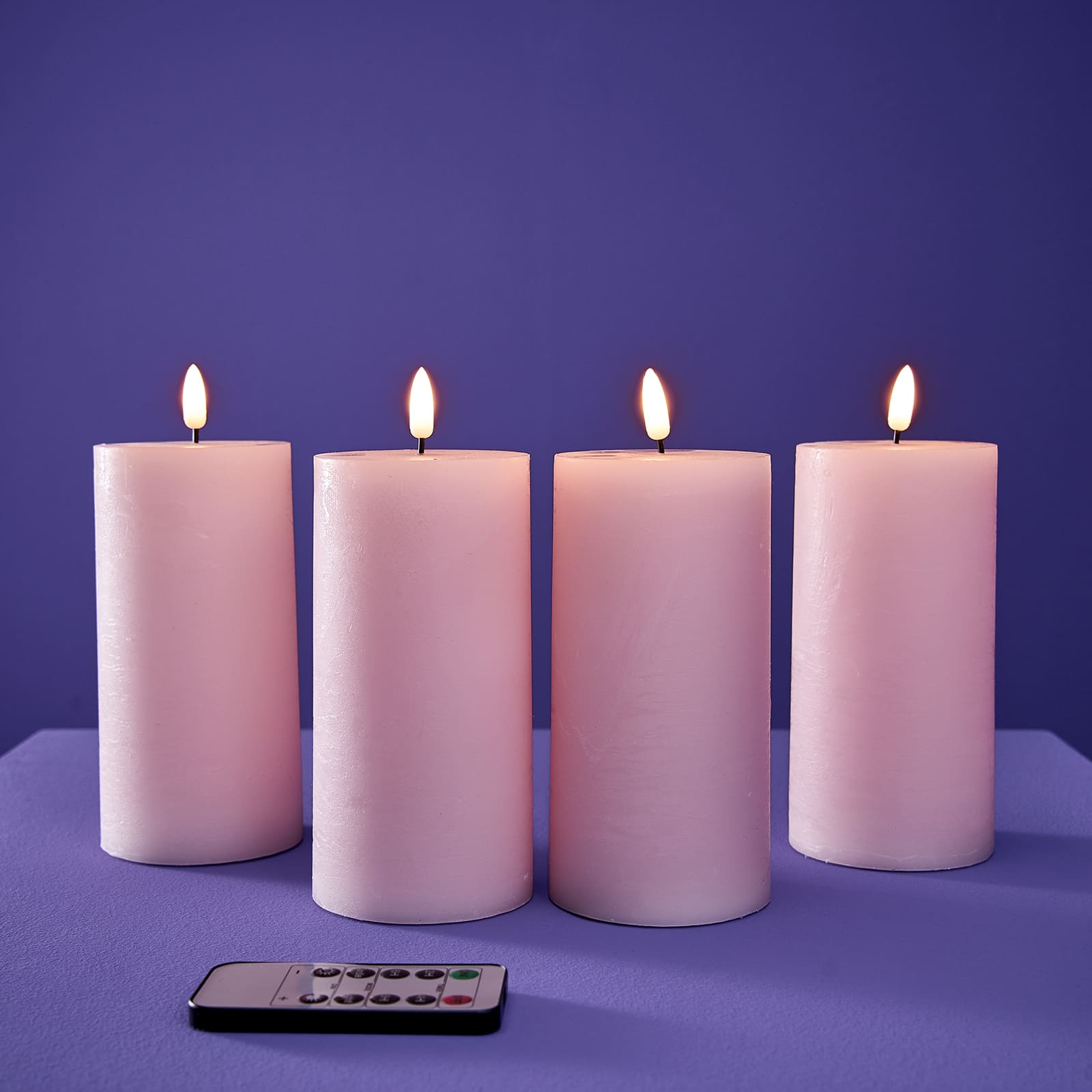Set of 4 LED candle 3D Flame, pink