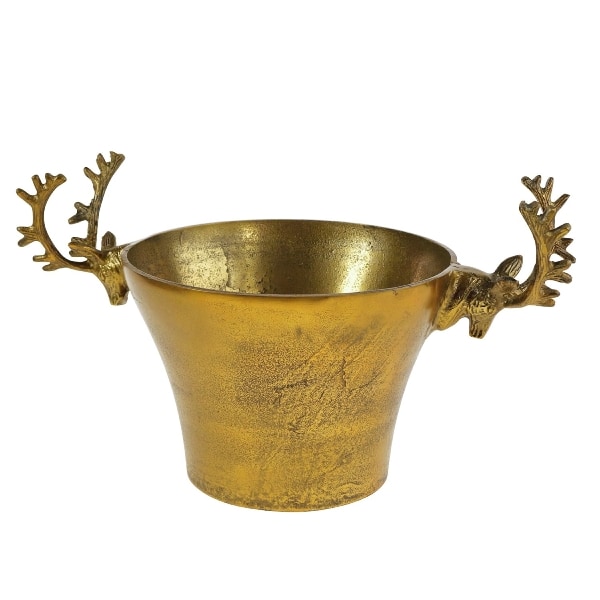 Wine cooler / champagne cooler with deer antlers, gold