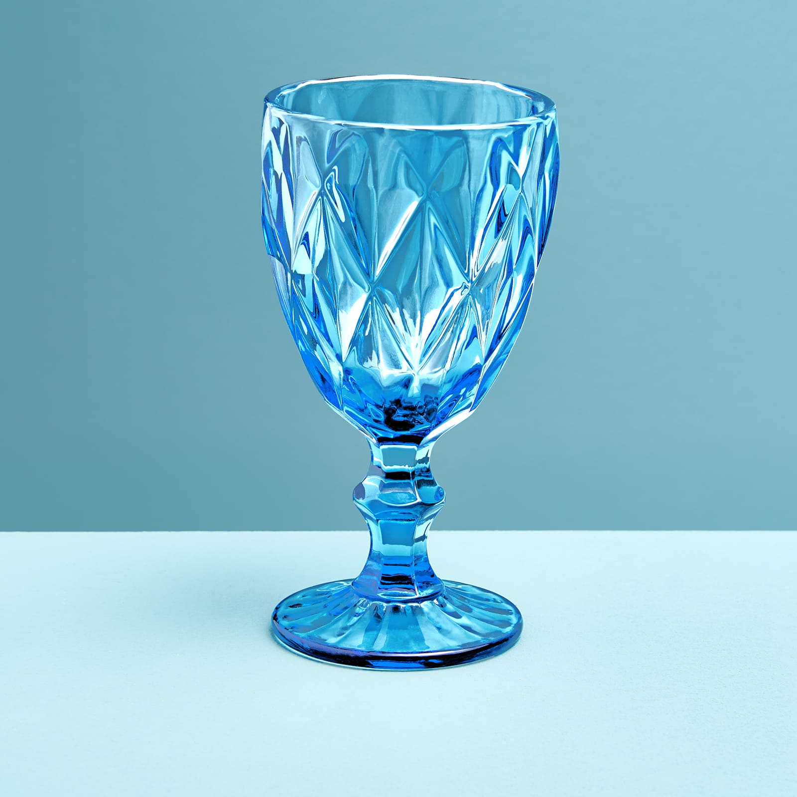 Set of 4 wine glass, blue, glass, 9 x 17 cm