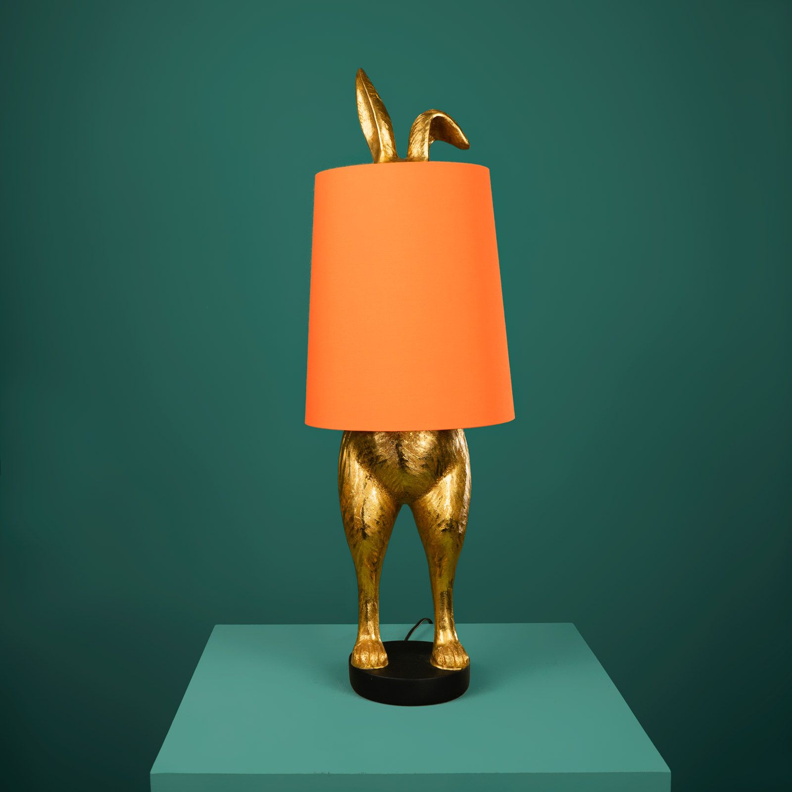 Lampe de table lapin Hiding Bunny®, or/orange