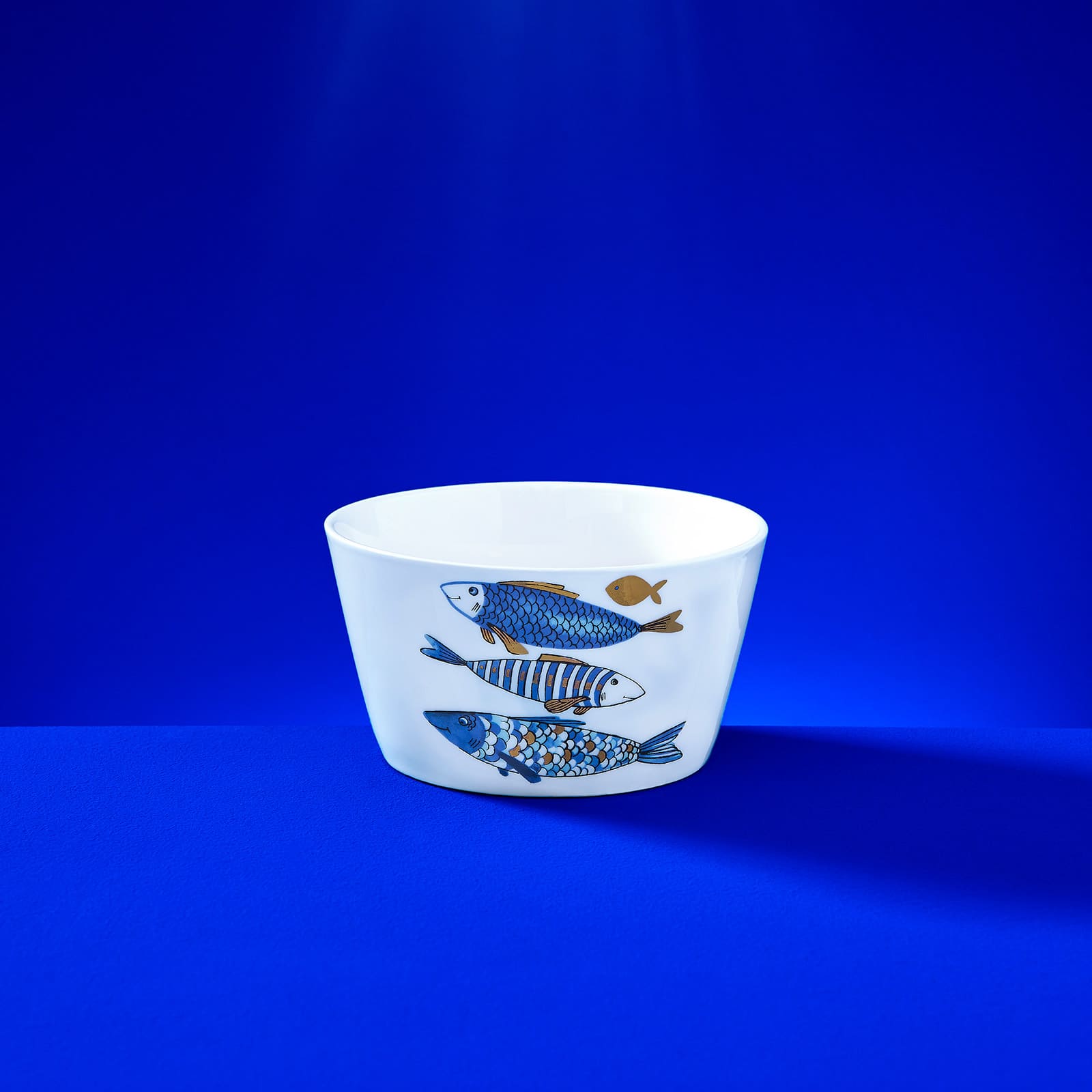 6er-Set Müslischale Fische Blue Fish, Goldauflage, New Bone, D. 14 cm