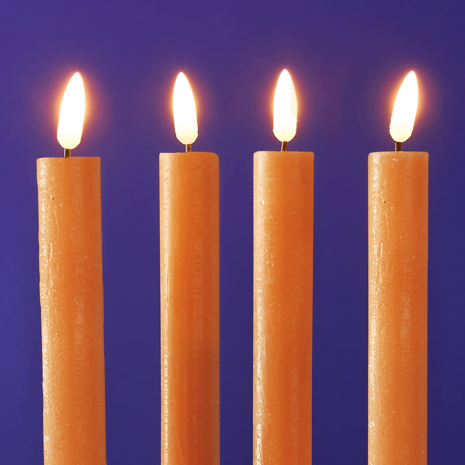 Set of 4 LED stick candles, orange