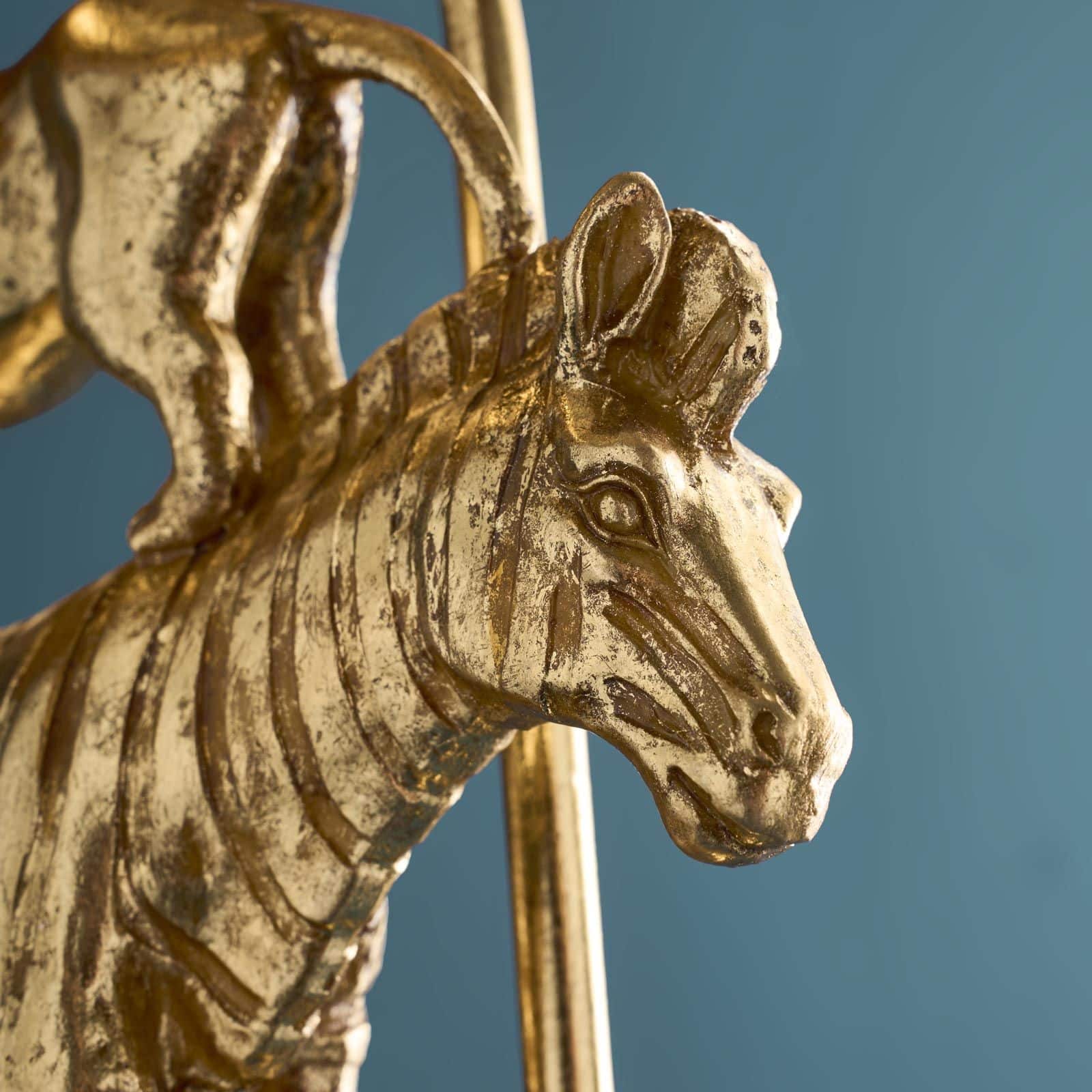 Table lamp Safari with lion, zebra, elephant, gold