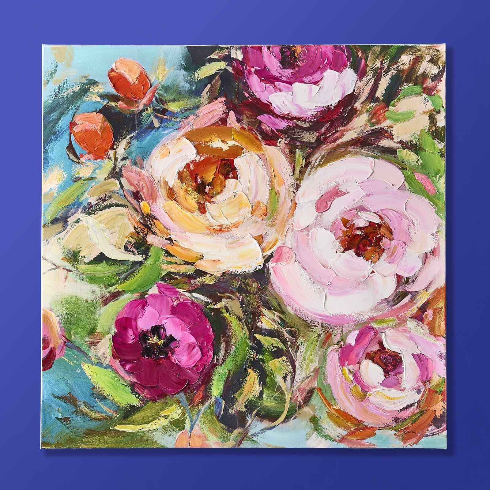 Gemälde Flower Power m. Blumenmotiv, handgemalt, mehrfarbig