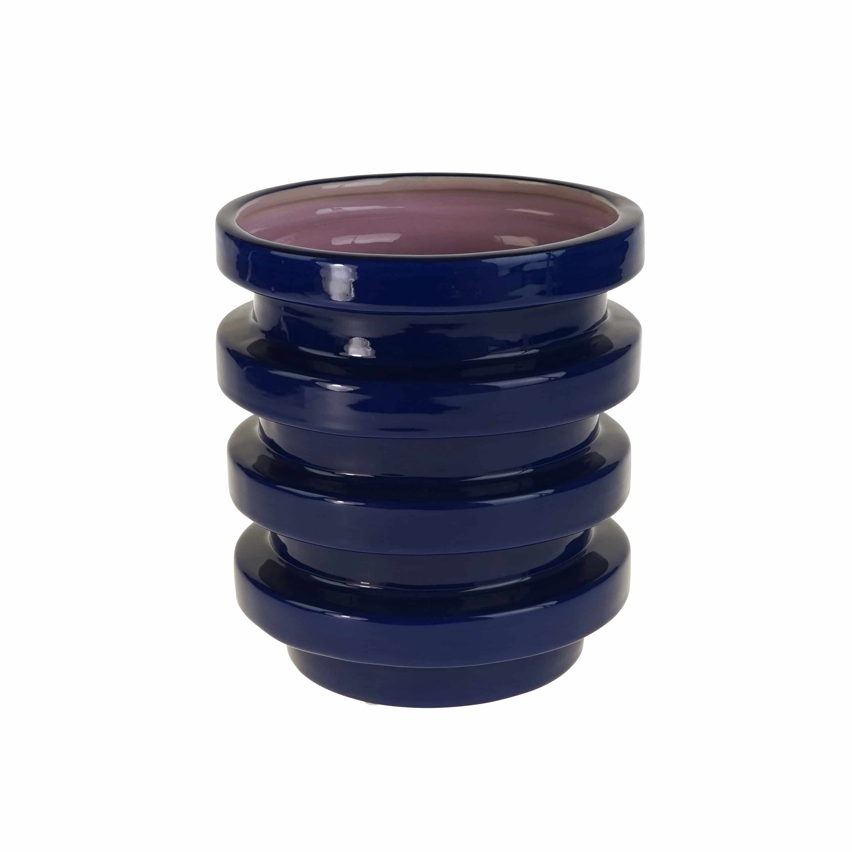 Vaso Geometrico, blu-viola, dipinto a mano