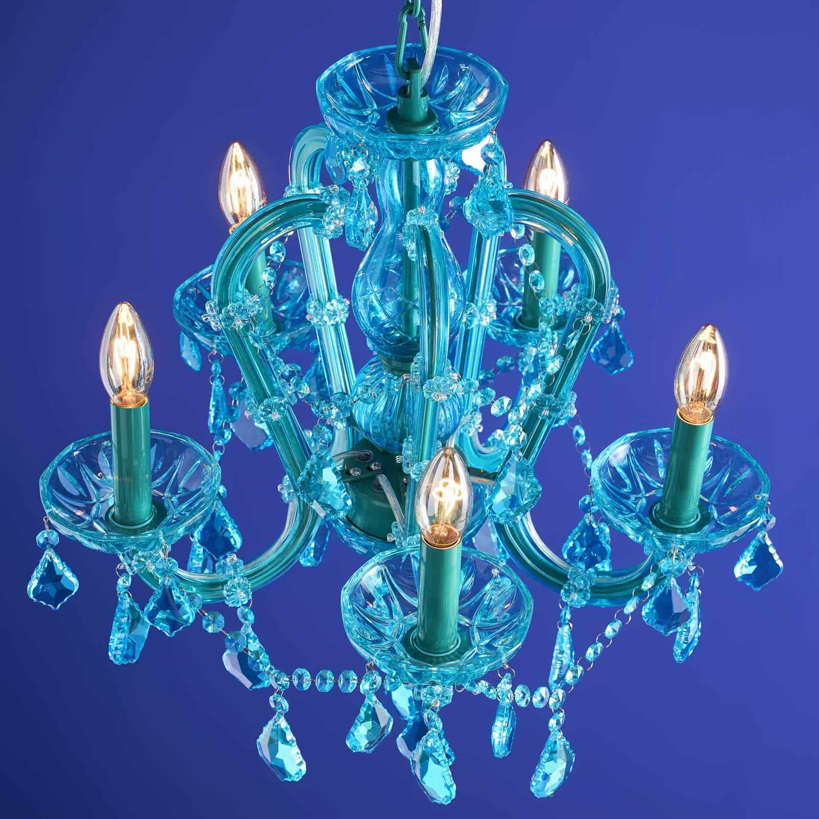 Glas-Kronleuchter Aurora, hellblau