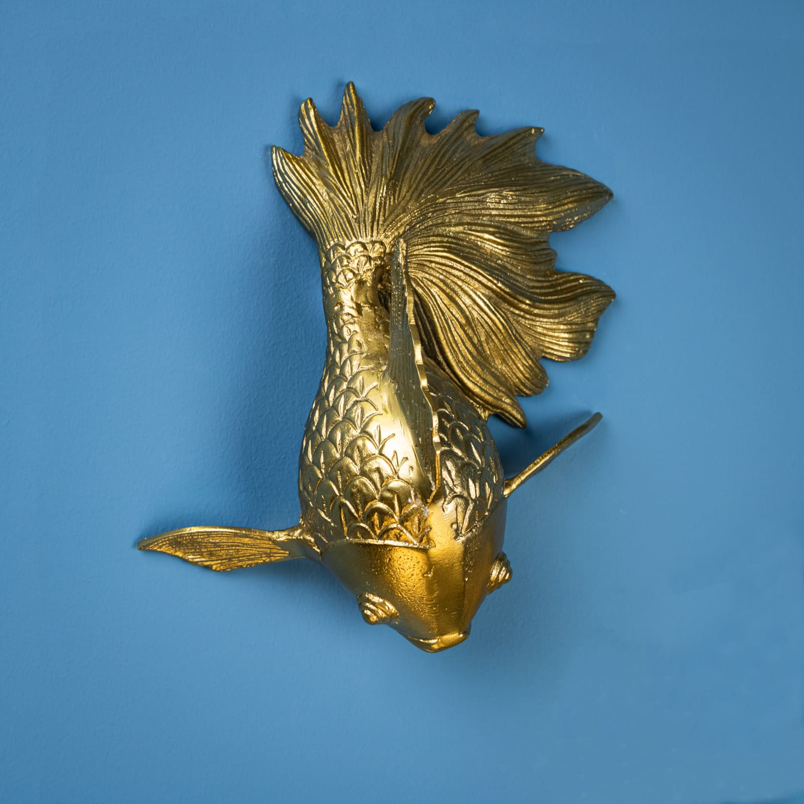 Wandfigur Goldfisch, gold, Aluminium, 26x17x11 cm