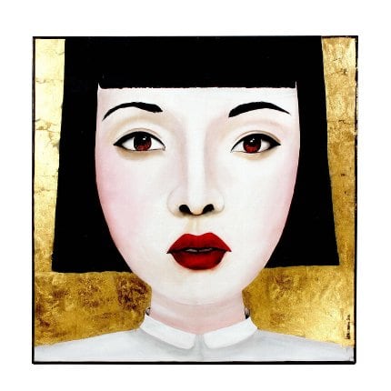 Bild Asiatin Jingjing, handgemalt, mehrfarbig, Acryl auf Leinwand, 100x100 cm