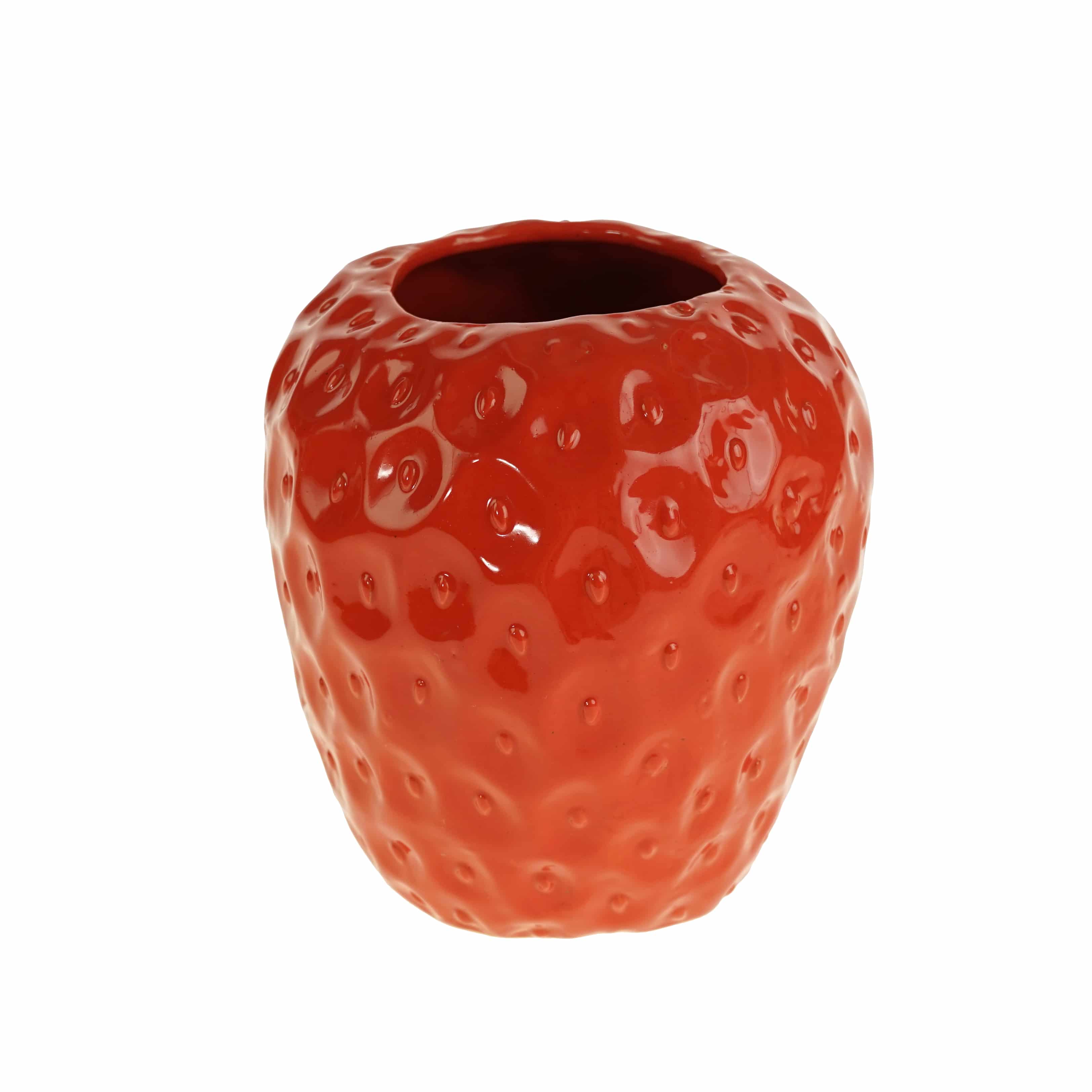 Vaso Fragola, rosso, smaltata, ceramica