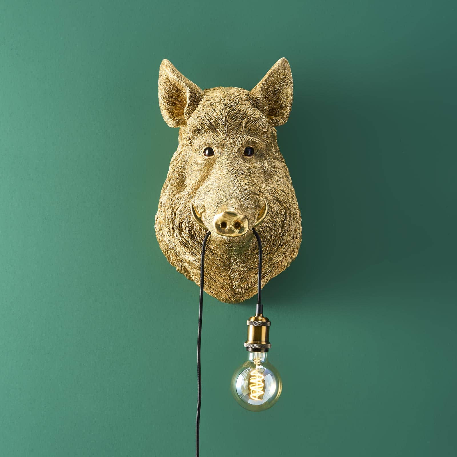 Wall lamp wild boar / pig Willy, gold