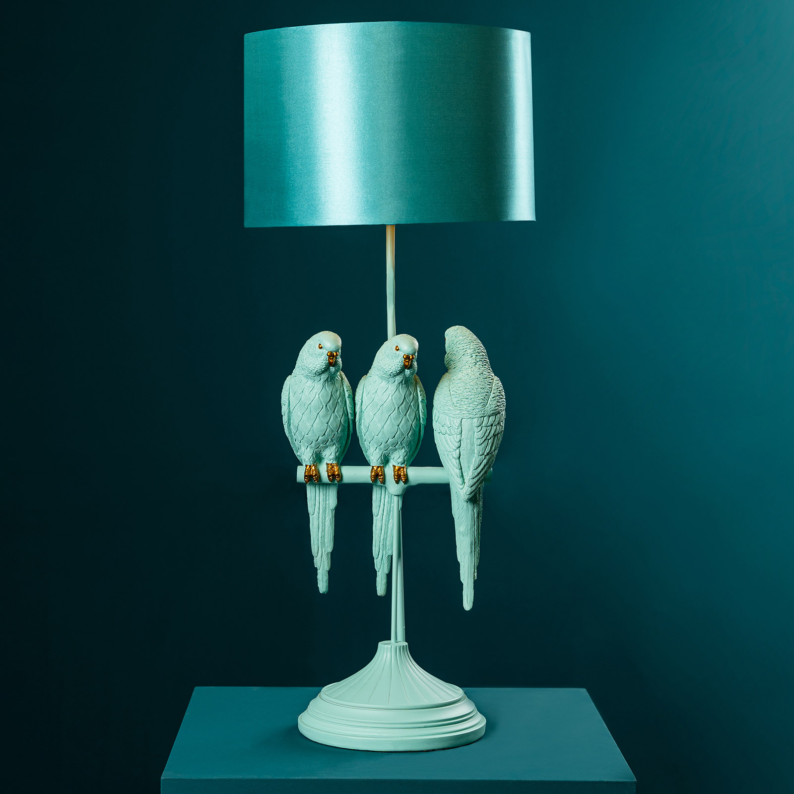 Table lamp parrot Sunny, Sweety & Sparky, turquoise / turquoise