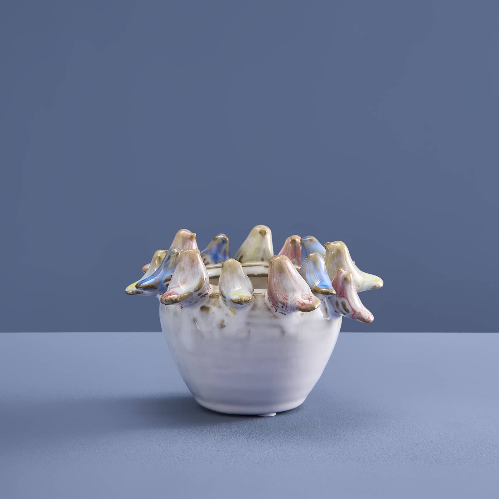 Pot avec oiseaux S, blanc