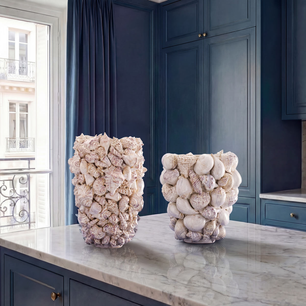 Vase Muscheln III, beige-naturfarben