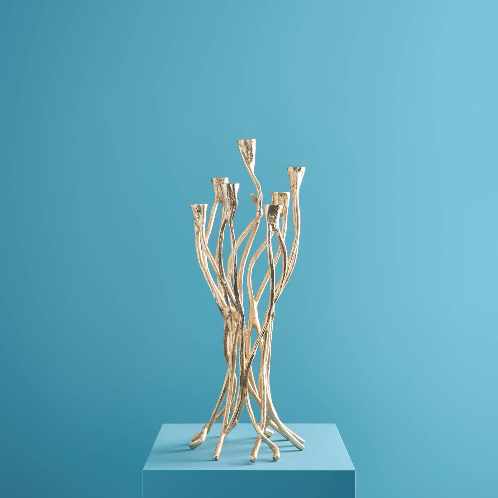 Candlestick Roots, gold, aluminum, handmade, 25x22x63.5 cm