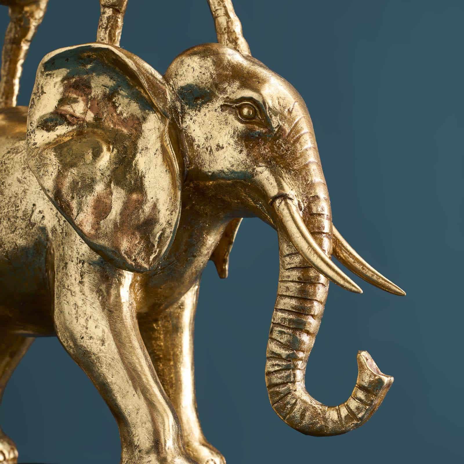 Table lamp Safari with lion, zebra, elephant, gold