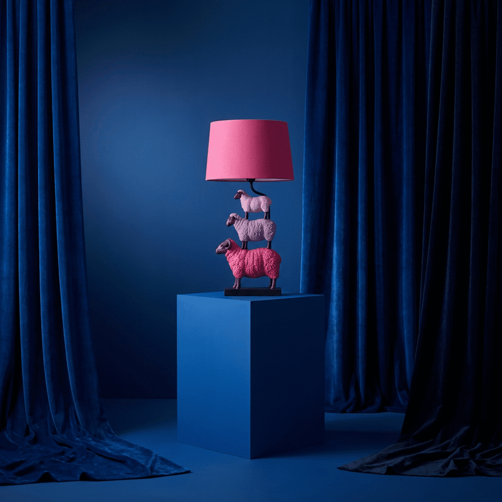 Lámpara de mesa con ovejas Colorful Sheep, magenta-lila-rosa