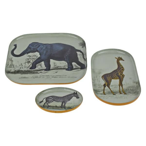 Set of 3 trays Safari, animal motifs