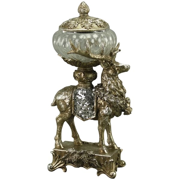 Deco figure deer with box, silver