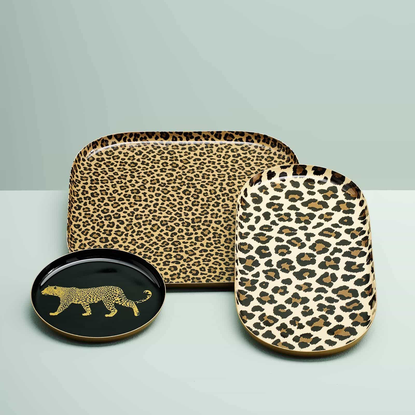 Set de 3 tăvi Leopard, maro