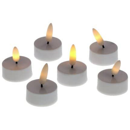 S/6 tlg. LED Teelicht 3D Flame, weiß, m. Timer, Kunststoff, 3,8x5 cm