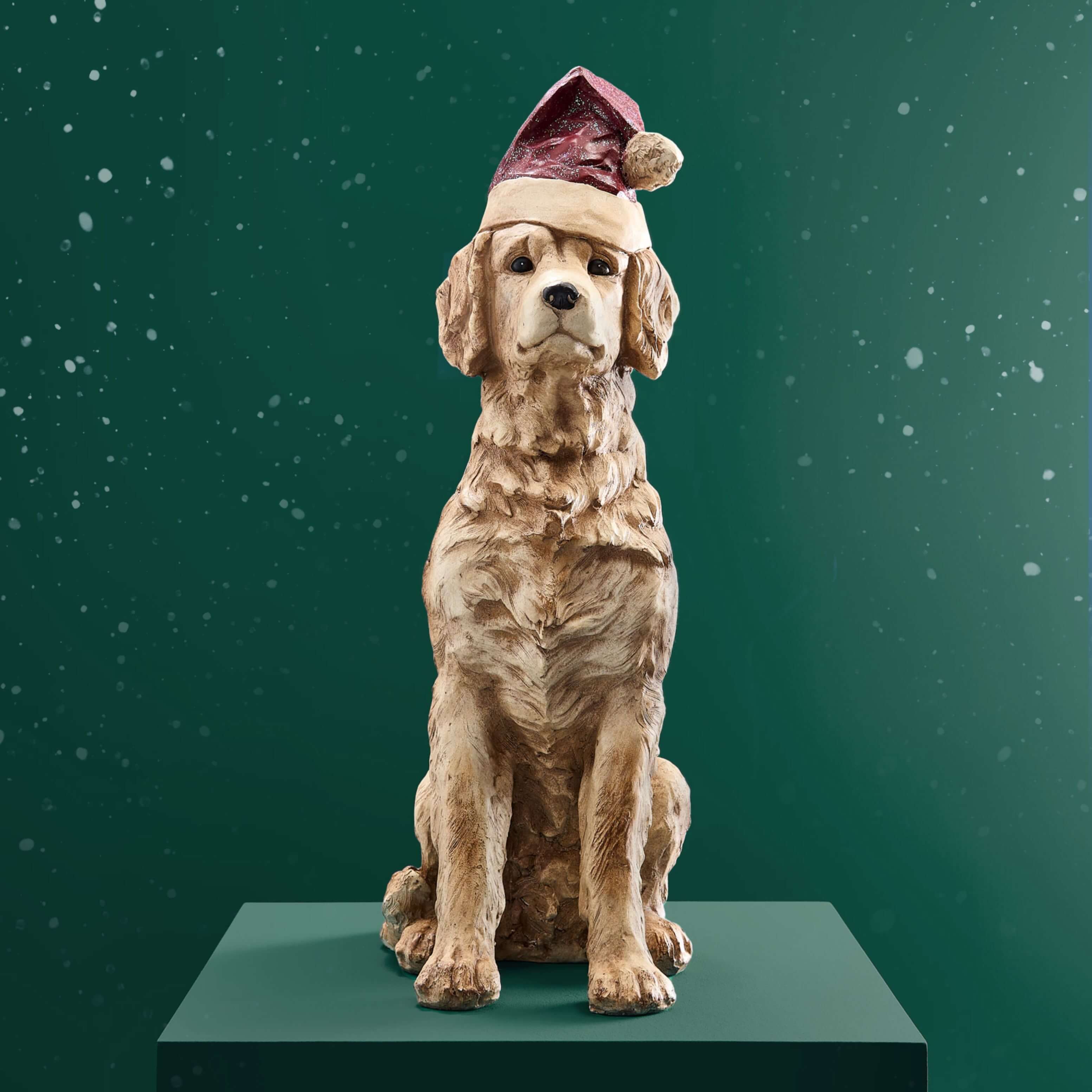 Tierfigur Weihnachten Hund Santa Dog, braun, Magnesia, 24x34x67 cm