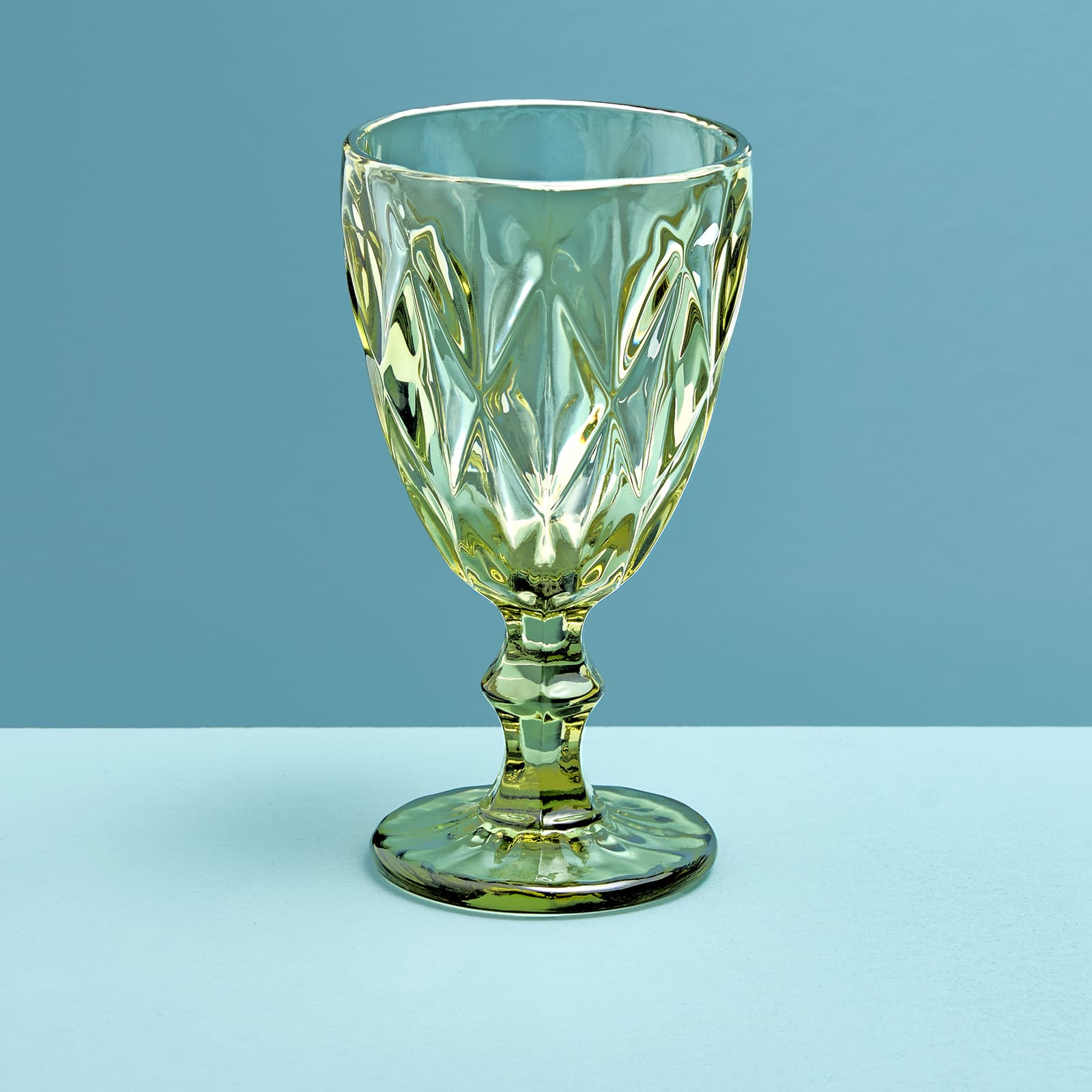 Set of 4 wine glass, green, glass, 9 x 17 cm