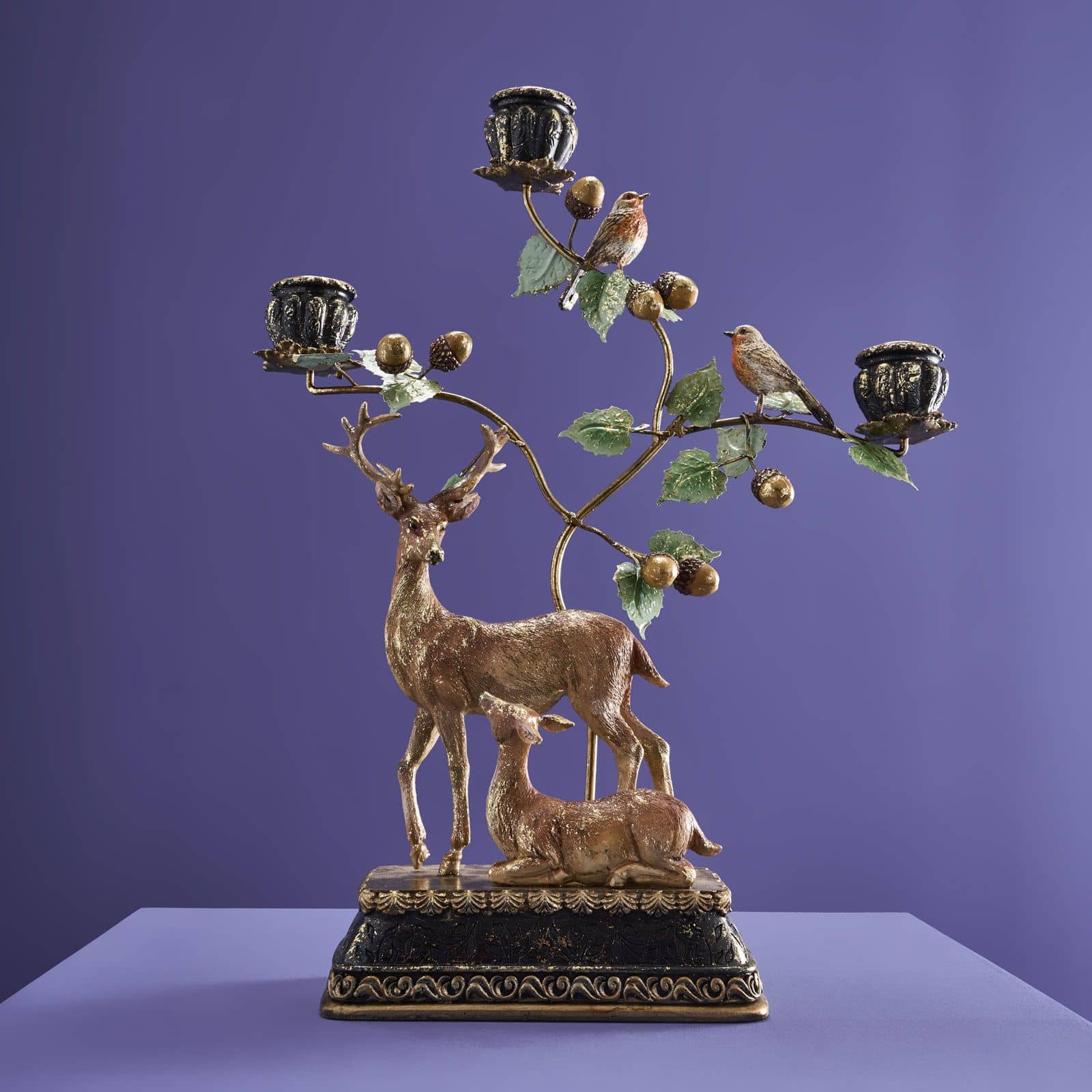 Candleholder with deer, multicolour
